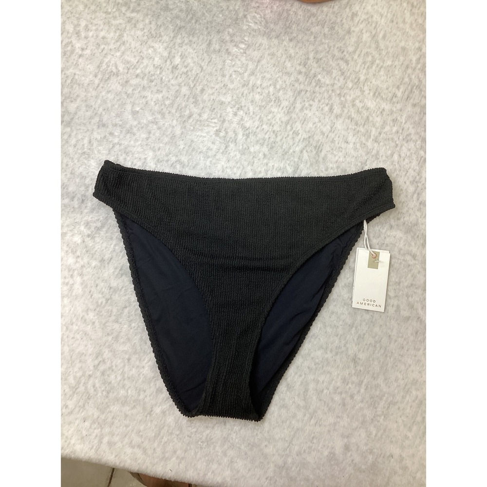 Good American Always Fits Better Bikini Bottom Black Crinkle GSW0145LV 2XL 3XL